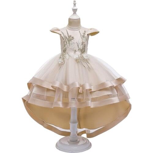 New hot-selling childrens dress princess dress girl tail catwalk wedding evening dress heavy embroidery dress