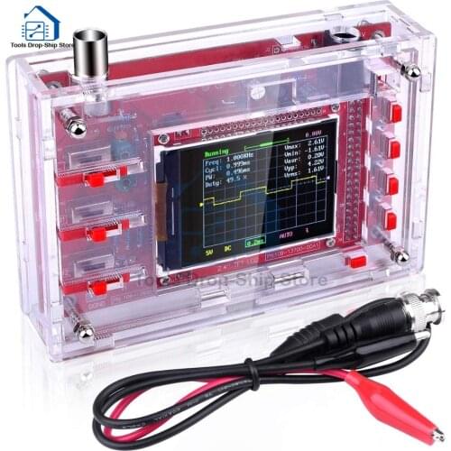 Fully Assembled Digital Oscilloscope 2.4" TFT LCD Display with Alligator Probe Test Clip Transparent Acrylic Case
