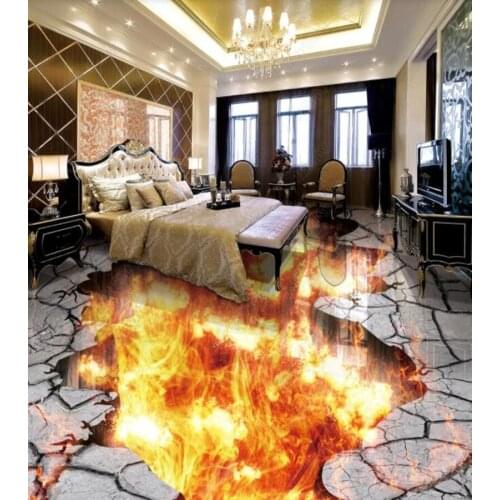 PVC The fire-breathing dragon burns the flames non-slip waterproof self-adhesive 3D floor sticker tiles bathroom 3D wallpaper