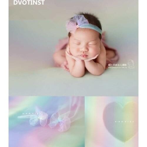 Dvotinst Newborn Baby Photography Props Mesh Rainbow Background Blanket Headbands Studio Shoot Accessories Fotografia Photo Prop