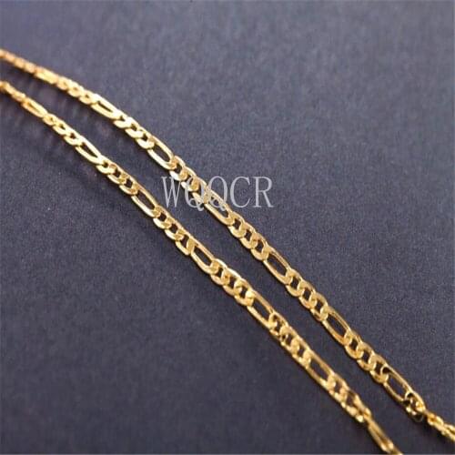 Wholesale 5PCS Of Bulk 18K Embossed Gold 2.5MM Figaro Chain 16",18" ,20",22",24",26",28",30Inches Applicable Pendant