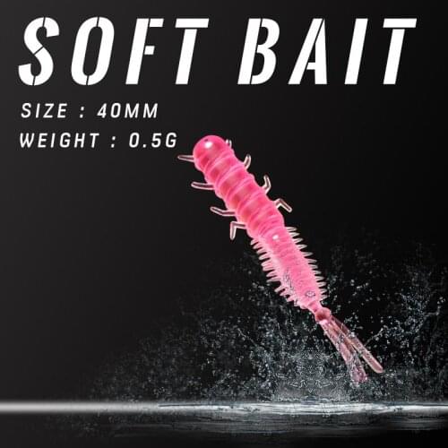 RM509 Fishing Lure 52mm 10g 0-1.2m Floating Soft insect soft bait squid fake bait bait straight tail black head lead hook