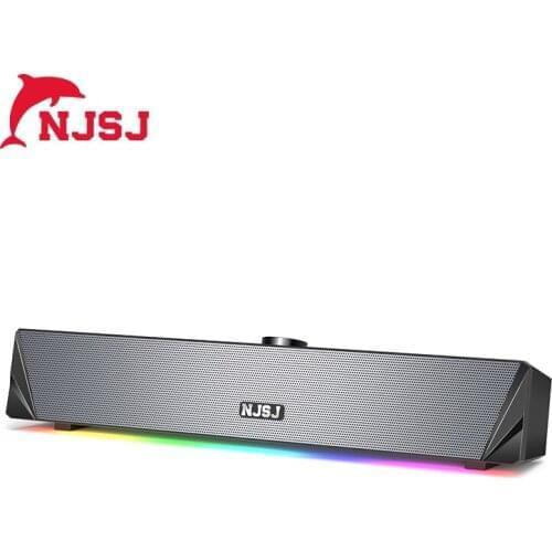 NJSJ Computer Speakers,USB-Powered Wired Sound bar Speaker, 3.5mm Aux Input Stereo Desktop Speaker for PC, Laptops, Tablets