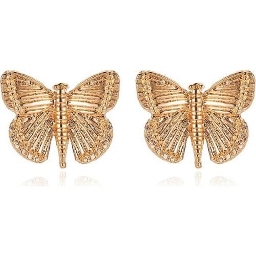1 Pair Creative Ear Studs Fashion Alloy Butterfly Decor Stud Earrings Pierced Earrings For Women Girls Jewelry Accessories