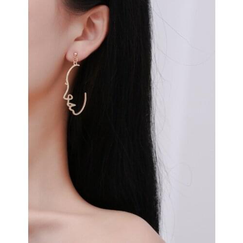 Minimalist Abstract Face Long Earrings For Women Alloy Jewelry Gold Silver Color Geometric Figure Human Dangle Earrings