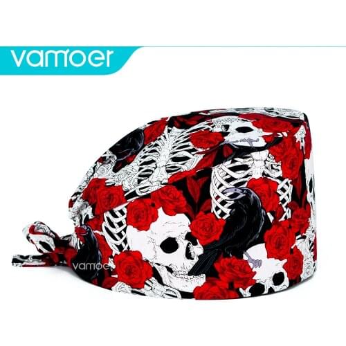 New Cartoon Pattern Medical Scrub Hat Hospital Doctor Work Caps Health Worker Scrub Cap Pet clinic Nurse Beautician Nursing Hat