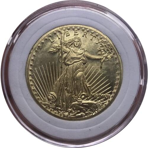 USA 1907 of America United States 20 Dollars Saint-Gaudens - Double Eagle Roman Numerals No Motto Brass Gold Coin Metal Coins