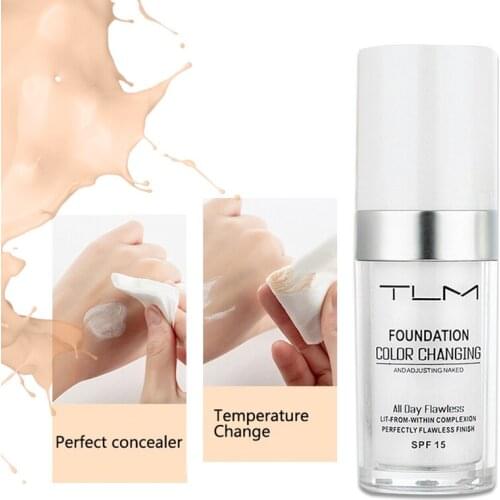 TLM 30ml Magic Color Changing Liquid Foundation Oil-control Face Cover Concealer Long Lasting Makeup Skin Tone Foundation TSLM1