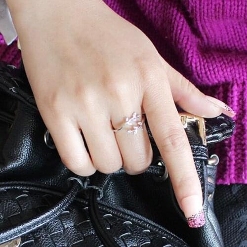 Grow Through What You Go Through Adjustable Leaf Ring Open Ring Jewelry Gift for Girl Women can CSV