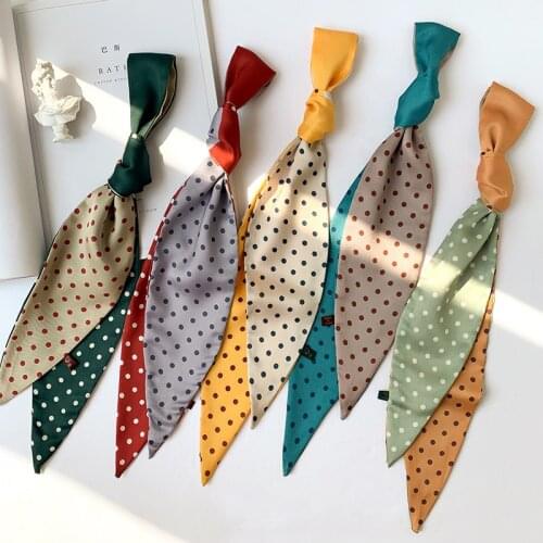 Fashion Skinny Hair Scarf For Women Cute Kerchief Print Silk Satin Head Scarf Female 120*10cm Long Ribbon Headband Neck Scarves