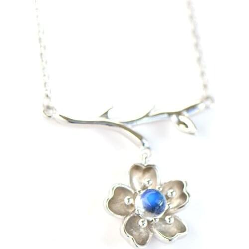 Bali Nepal India Nature MoonStone 925 Sterling Silver Pendant&Necklace For Women Elegant Fine Fine Jewelry For Birthday