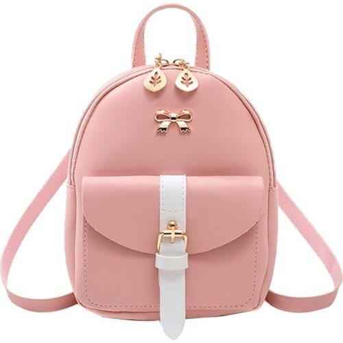 Bow-knot Leaf Hollow Womens Mini Backpack Luxury PU Leather Kawaii Backpack Cute Graceful Bagpack Small School Bags for Girls