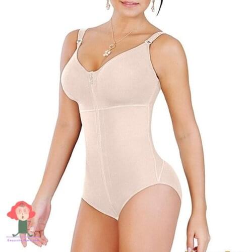 Womens Plus Size Bodysuit Shapewear Slimming Tummy Control Full Body Shaper Panty Clip & Zip with Bra Fajas Colombianas Overbust