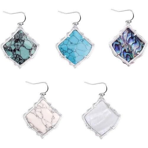 ZWPON Fashion KS Kyrie Fan Shape Rose Gold Abalone Earrings Famous Brand Jewelry Square Shell Earrings Wholesale