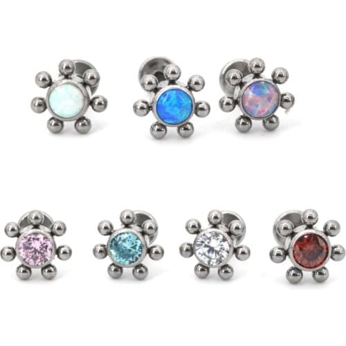 1PC Internal Lip Stud Ring Titanium Ear Tragus Cartilage Piercing Oreja Earring Ear Stud Flower Helix Sexy Body Piercing Jewelry