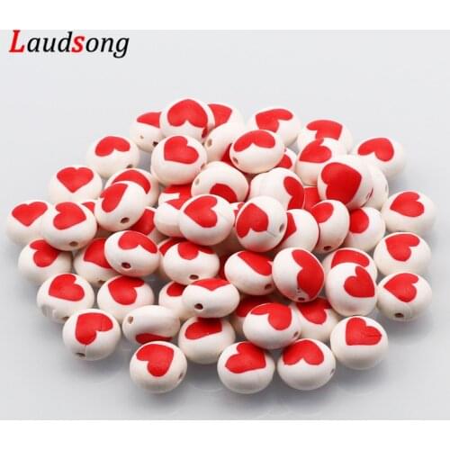 10/20/30Pcs 12mm White Heart Polymer Clay Beads Round Spacer Beads For Jewelry Making Handmade Diy Accessories