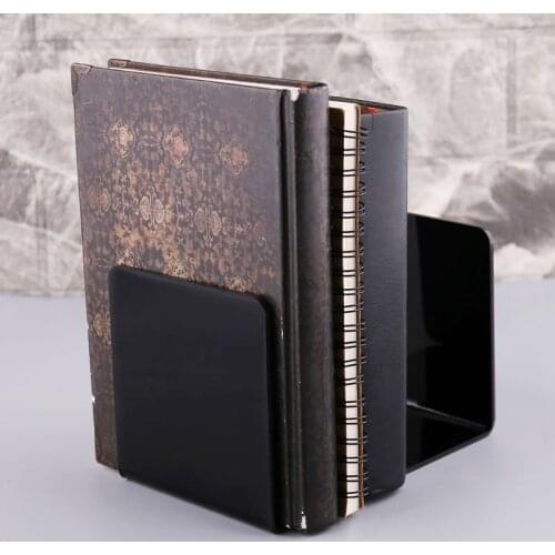2Pcs Black Acrylic Bookends L-shaped Desk Organizer Desktop Book Holder School Stationery Office Accessories XXUC