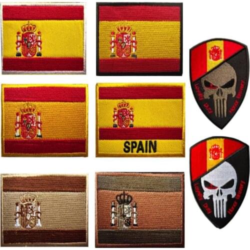 3pcs Spain Flag Patch National Emblem Patch Team Military Patch Embroidered Military Tactical Flag Patch for Clothes Hat T-Shirt
