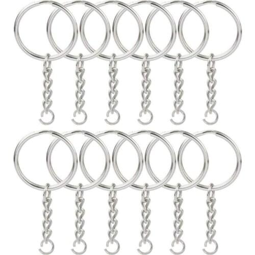 50pcs/lot 25mm Key Chains Polished Keyrings DIY Keyfob Short Chain Jewelry making Accessories