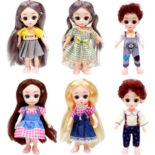 6 Inch 1/12 Flexible BJD Girl Doll with Clothes Hair Makeup Set Dress up