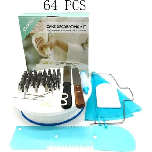 64 Pcs Silicone Icing Piping Cream Pastry Bag Dessert Decorators Stainless Steel Nozzle Set DIY Cake Decorating Tips