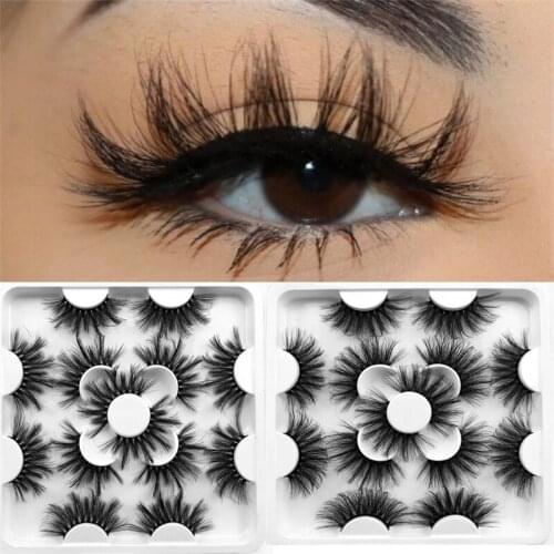 7pairs 3D mink false eyelashes natural makeup eyelash extension long cross volume soft fake eye lashes winged faux cils 25mm