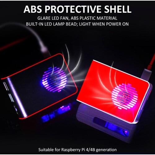 ABS Protective Shell with Glare Fan Simple Color Protective Buckle Case for Raspberry Pi 4 8.5*5.5*2.5CM