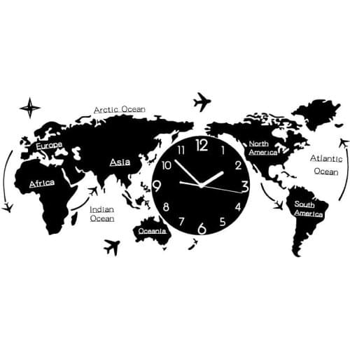 Large 3d Wall Clock World Map Clocks Wall Home Decor Living Room Creative Gold Luminous Silent Watch Relogio De Parede Gift D004