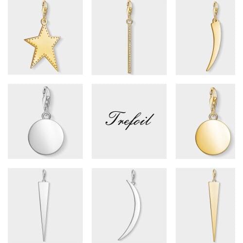 Vertical Bar Disc Tooth Star Charms Pendant,Fashion Jewelry 925 Sterling Silver Ethnic Gift For Women Men Fit Bracelet Necklace