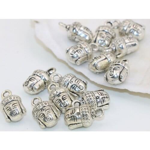 Hot sale elegant Tibet silver-color accessories 20pcs lucky buddha heads shape spacers beads 8*10mm jewelry B2543
