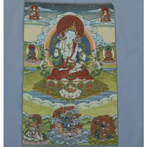 Archaize brocade, silk embroidery, Tang Kha Guanyin masters portrait