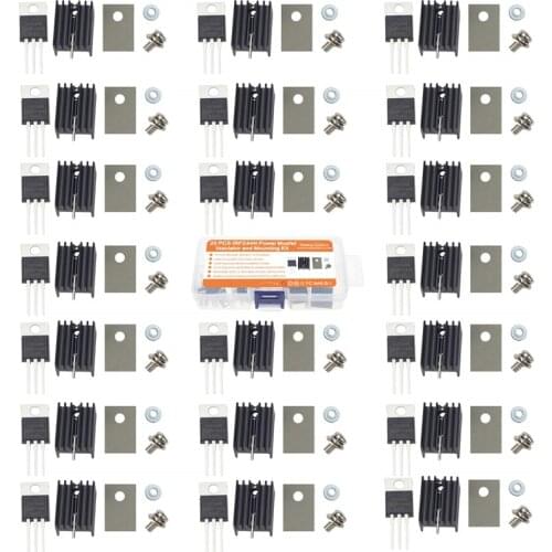 20 pcs IRFZ44N Insulator and Mounting kit with TO-220 HeatsinkInsulator rubberized silicone Washer and Bushing N-Channel MOSFETT