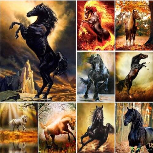 5D DIY Diamond Painting Animal Horse Kit Full Drill Square Embroidery Mosaic Art Picture of Rhinestones Home Decoration Gift