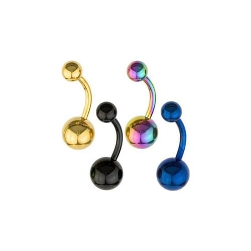 ANODIZED Surgical Steel Belly Button Bar Navel Ring 1.6mm x 10mm 14G Black Blue Gold Rainbow Fashion Body Piercing Jewelry