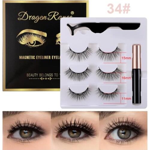 3D Magnetic Liquid Eyeliner Kit Natural False Eyelashes Tweezer Set Waterproof Long Lasting Eyelash Extension Lifting Set TSLM1