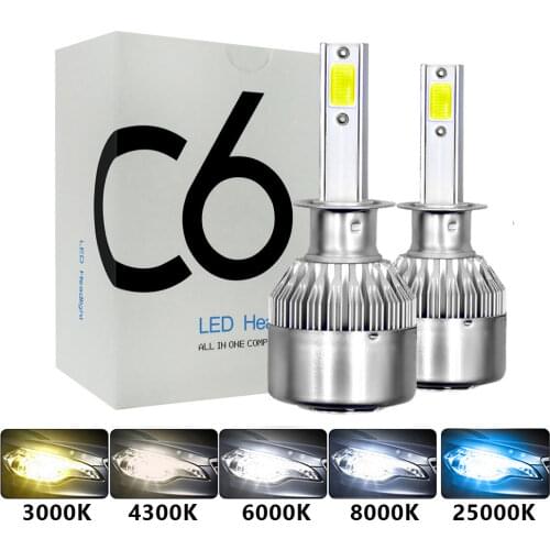 C6 Led Headlight Hulbs H7 LED H1 H3 Car Lights H4 880 H11 HB3 9005 9006 H13 3000k 6000K 72W 12V 8000LM Auto Headlamps