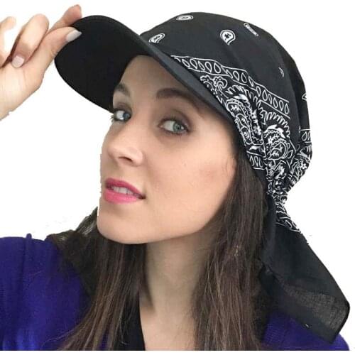 Fashion Square Cap Cotton New Unisex Paisley Visor Pre Fitted Bandana Hat Women Men Outdoor Sun Cap Female Net Hats
