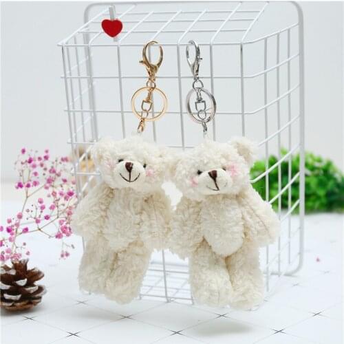 Cartoon plush bear keychain pompom trinket baby plush toy girl bag car key ring mobile phone pendant jewelry
