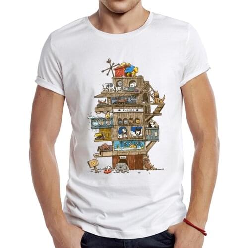 2021 Mens New Fashion Puppies House Design Short Sleeve T-Shirt Cool Printed Tops Hipster Tee Shirts