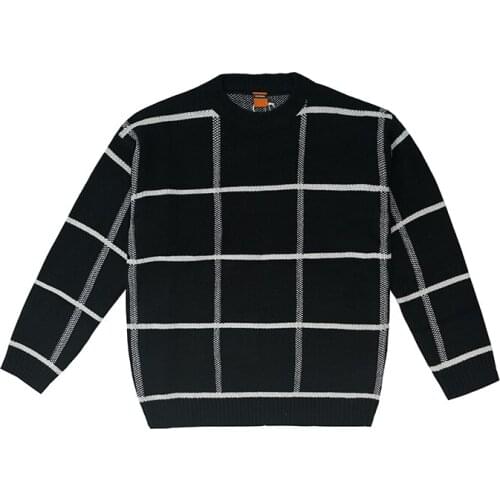 Mens Loose Pullover Wear Plaid Sweater 2021 Autumn Witner New Korean Style Knitted Tide Tops All-Mtch Cintage