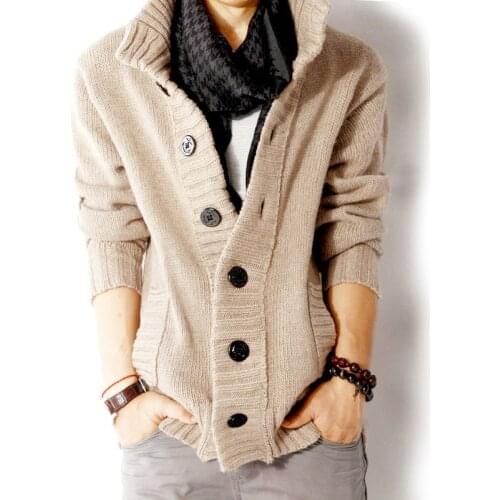 Mens Winter Thick Knitted Sweater Coat Long Sleeve Cardigan Fleece Full Button Male Causal Plus Size Clothing for Autumn