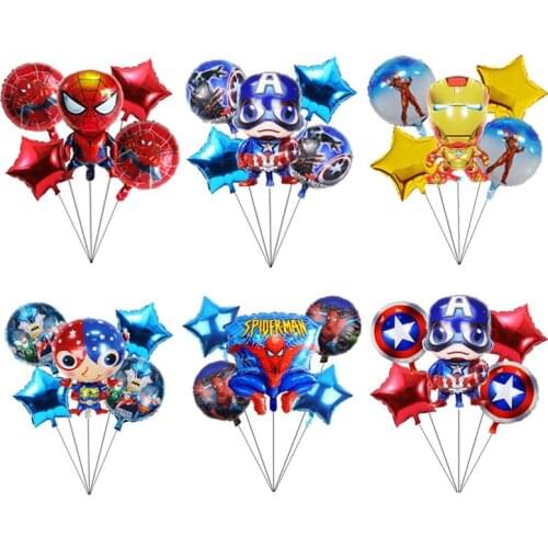 5pcs/lot Cartoon Character Aluminum Film Helium Balloon Set Baby Shower Boy Birthday Party Decoration Childrens Toy Balloon