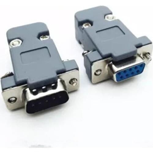 5Set RS232 serial port connector DB9 female socket Plug connector 9 Pin copper RS232 COM adapter with Plastic Case DIY