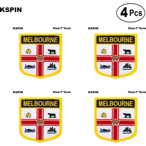 Melbourne Flag Embroidery Patches Iron on Saw on Transfer patches Sewing Applications for Clothes in Home&Garden