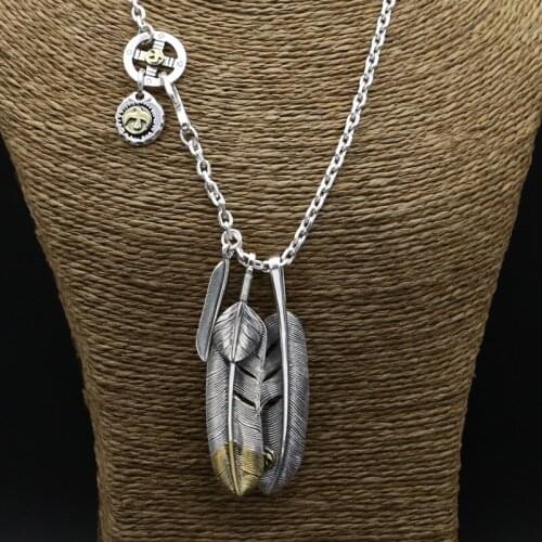 Starfield S925 Sterling Silver Retro Thai Silver Vintage Style Takahashi Goro Feather Eagle Necklace Men Women Sweater Chain Set