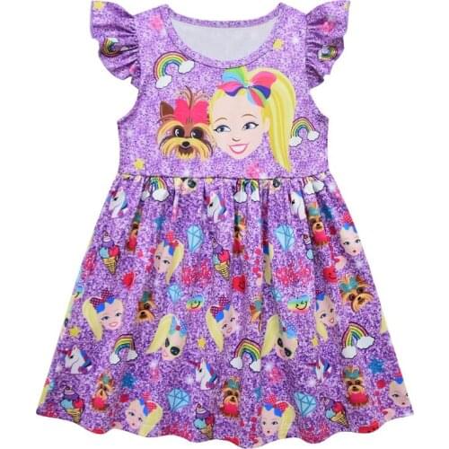 JOJO Siwa Unicorn Girls Dress Sleeveless Cartoon Cosplay Kids Dresses Baby Girls Princess Dress Party Clothes Birthday Gifts