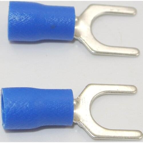SV 2-6 1000PCS Blue 16-14AWG 1/4" Insulated Fork Wire Connector Electrical Crimp Terminal