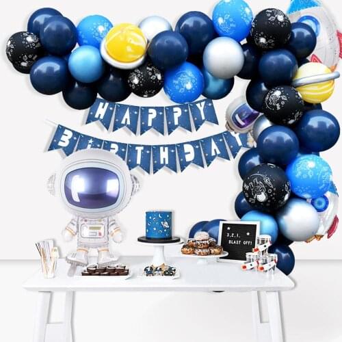 Outer Space Party Balloon Garland Astronaut Rocket Foil Balloons Birthday Party Decor Kids Boy Galaxy/Solar System Theme Party