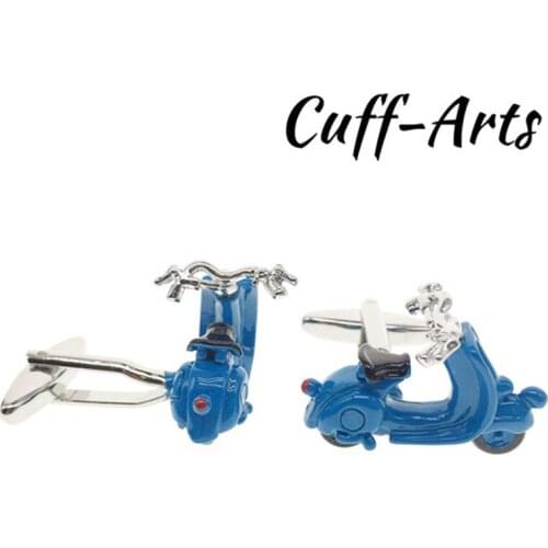 Cuffarts Cute Mens Cufflinks Blue Electric Motorcycle 2018 Fashion Cuff Links Men Jewelry Gemelos Brass Cufflink C10021