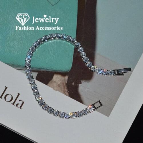 CC Bracelets For Women Cubic Zirconia Round Stone Trendy Jewelry Simple Bridal Wedding Engagement Bracelet Accessories B045